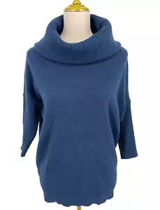 Dunedin Cashmere Scotland women's XS/S Cowl neck Sweater 3/4 dolman Sleeve blue - Picture 1 of 9