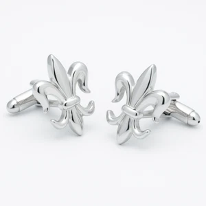 Fleur De Lis or Fleur-de-lys Cufflinks in Silver with Tin - See Video - Picture 1 of 1
