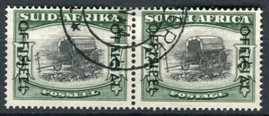 South Africa KGVI 1950-54 Official 5s black & dp. yellow-green SG.O50a used pair - Picture 1 of 1