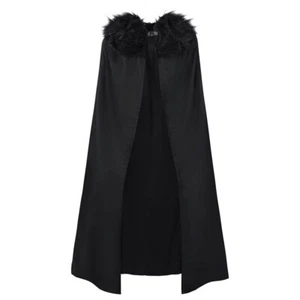 Medieval Men  Cloak  Viking Cloak Halloween Long Cape with Faux Fur Collar - Picture 1 of 5