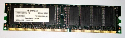 256 MB DDR-RAM 184-pin PC-2100U non-ECC  'Infineon HYS64D32000GU-7-B' - Photo 1/2