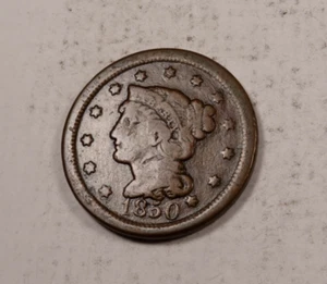 Centavo grande cabello trenzado 1850 - fino (F) - #LC254 - Imagen 1 de 3
