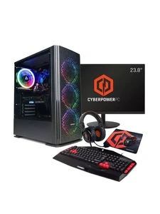 CyberPower PC Blaze Gaming PC Bundle Ryzen 5 RTX 3050 16GB 500GB SSD Monitor - Afbeelding 1 van 5