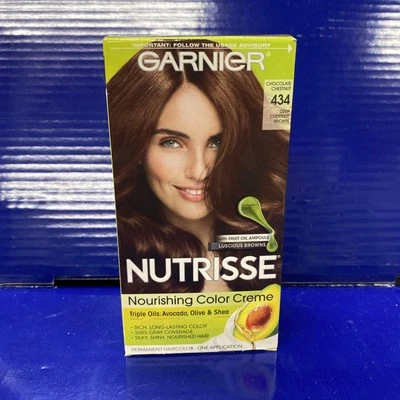 Garnier Nutrisse Nourishing Permanent Hair Color Creme, 434 Deep Chestnut Brown. - Image 1 of 4