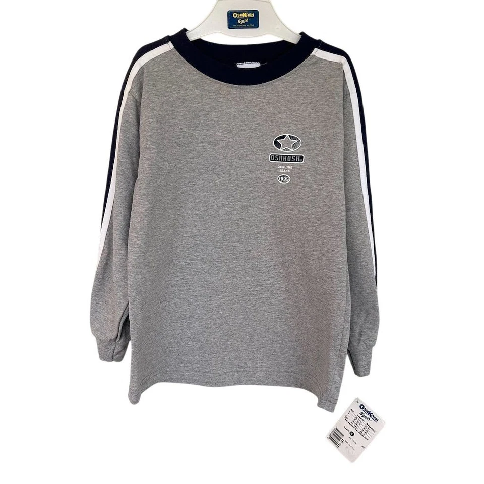 NWT Vtg 90s OshKosh B'gosh Boys Gray Sz 6 Logo Star Long Sleeve USA Made - Image 1 of 4