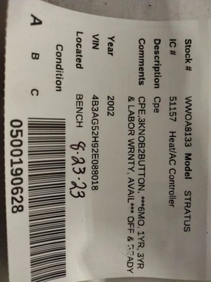 Cupé de control de temperatura compatible con 01-02 SEBRING 619834 Foto 1 de 3