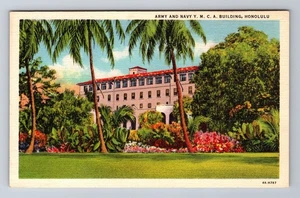 Honolulu HI-Hawaii, Edificio YMCA Ejército y Marina, Antigua, Postal De Colección - Imagen 1 de 2