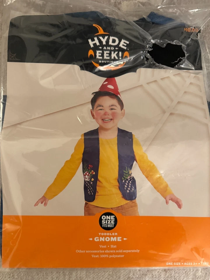 Hyde and Eek bambino gnomo gilet cappello bambino costume taglia OSFM Halloween NUOVO! - Immagine 1 di 1