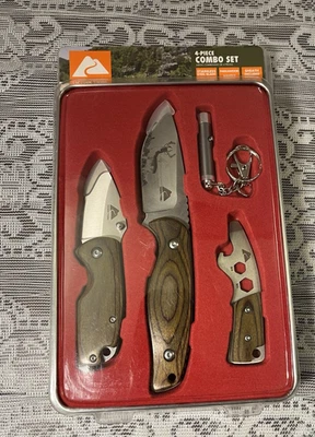 Ozark Trail 4-Piece Knife Combo Set WHITETAIL DEER Etched On Blade - Image 1 of 4