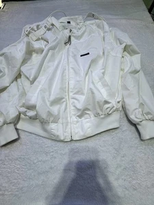 Vintage 90s Members Only Men's Large Size 46 White Zip Bomber Windbreaker Jacket - Picture 1 of 15