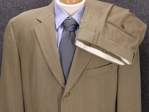 Hugo Boss Suit 44XL Tan 100% Schurwolle Virgin Wool 36x33 Pleated Pants 2 Piece - Picture 1 of 19