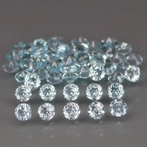 Redondo 3 mm. Color encantador y fuego completo! Topacio azul bebé Brasil 50 piezas/6,80 quilates - Imagen 1 de 6