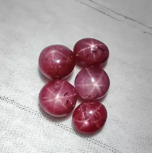 5pcs Natural Star Ruby Cabochon Loose Gemstone Mix Shape Star for Jewelry 16 Cts - Picture 1 of 5