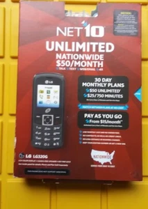 New Net 10 Unlimited LG320G Prepaid Cell Phone TracFone Bar Track Phone Black - Picture 1 of 4