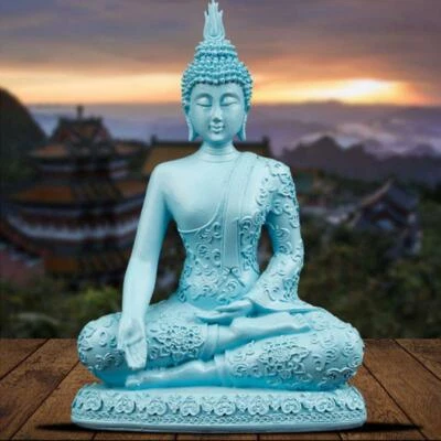 Feng Shui Resina Artesanía India Budismo Buda Estatua Decoración Hogar 20cm Alto Foto 1 de 4