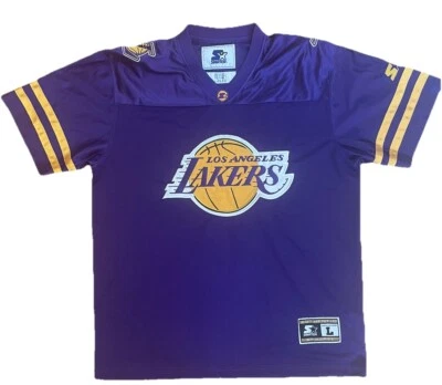Camiseta de baloncesto de los LA Lakers estilo fútbol americano talla L NBA púrpura dorado rara Foto 1 de 4
