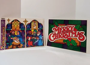 Belén y Feliz Navidad Vintage Ventana Hojas 12 x 17" - Lote de 2 - Imagen 1 de 9