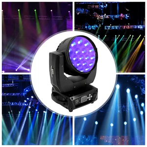 Cabezal móvil zoom haz LED 4 en 1 19x15 W 16/11 canales RGBW DMX lavado escenario luz DJ show - Imagen 1 de 23