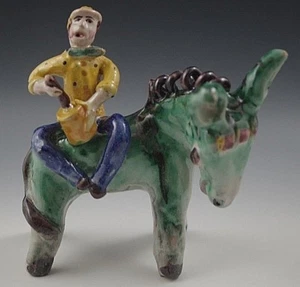 VIETRI DONKEY 1950's POTTERY WITH RIDER ICS DOLKER GAMBONE FIGURINE RARE VTG #47 - Picture 1 of 7