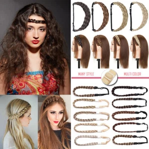 Chunky Plaited Braids Hairband Hair Extensions Braided Headband Natural AS Human - Picture 1 of 72