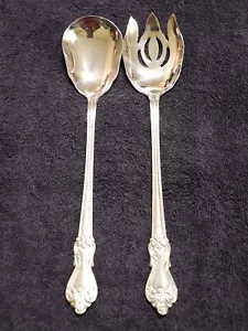 Reed & Barton Serving Fork & Spoon Heritage Mint OLDE ENGLISH Hammered - Picture 1 of 7