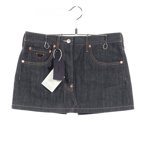 Minigonna PRADA Selvedge denim #38 GFD179 cotone blu indaco usata