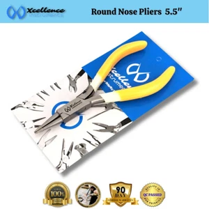 Xcellence Round Nose Pliers Jewelry Making Tool, Yellow PVC Non-Slip Grip, 5.5" - Picture 1 of 19