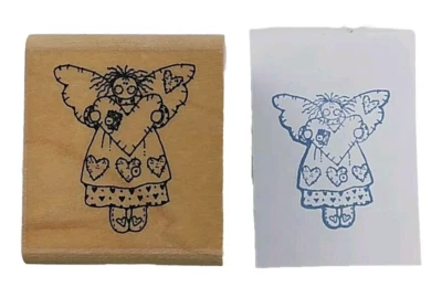 Stampin’ Up! Sello de goma montado en madera de ángel de retazos con corazón Foto 1 de 4