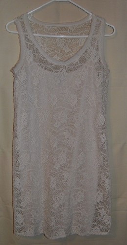 OFF WHITE Abito donna DAISY FUENTES bianco sporco pizzo taglia M