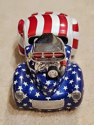 Muscle Machines '41 Willys Coupe Red White And Blue Stars And Stripes 1/18 Loose - Image 1 of 4