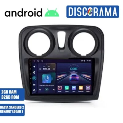 AUTORADIO ANDROID RENAULT LOGAN 2 DACIA SANDERO 2 STEREO AUTO TOUCH 9" WIFI - Immagine 1 di 4
