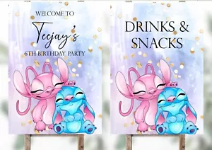 Personalisierter Stich Willkommensschilder Geburtstag Party Dekor, X2 Zeichen Engel - Bild 1 von 1