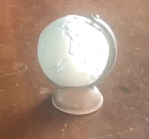 Vintage Minature Porcelain Goebel Globe #57161. Spins. White Blue Brown 3" Tall - Picture 1 of 7