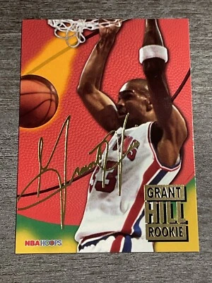 Grant Hill RC 1995 NBA Hoops Gold Signature Pistons #NNO  *6868* - Image 1 of 2