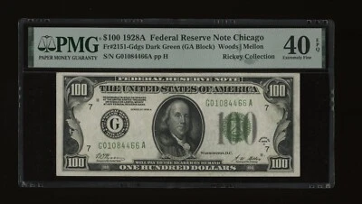 DBR 1928-A $100 DGS FRN Chicago Fr. 2151-Gdgs PMG XF-40 EPQ Serial G01084466A - Image 1 of 2
