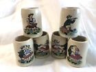 Miniature Ceramic Beer Stein Set of 6 Dancing Couple Flute Player