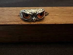New Owl-Orange Eyes Ring, Renaissance, Silver Color. 7-1/2 & Larger, Adjustable! - Picture 1 of 14