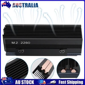 M.2 SSD Heatsink 2 Copper Heat Pipes Cooler for M.2 NVMe 2280 SSD (Black) - Picture 1 of 9