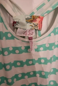 Matilda Jane Cotton Girls Dress Cream with green pokadots with lace Size 14 - Picture 1 of 3