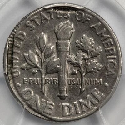 1972 D PCGS AU55 Brockage From Reeding Fragment Dime Mint Error - Image 1 of 4
