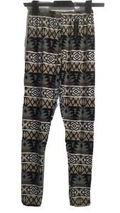 Ladies Grey and Beige Aztek Style Leggings Size 8 Unicorn - Picture 1 of 2