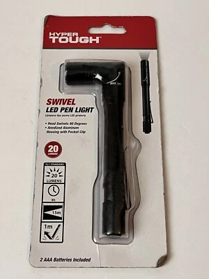 Hyper Tough Swivel Head LED Pen Light 20 Lumens Anodized Aluminum With Clip - Image 1 of 3