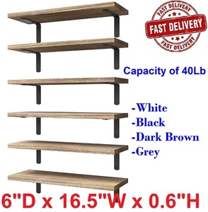 Wood Floating Shelves Set of 6 for Wall Decor, Farmhouse Floating Shelves for Be - Picture 1 of 22