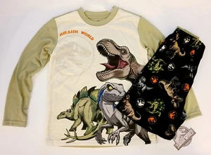 Jurassic World Boys 2 Piece Dinosaur Pajama PJ Set Long Sleeve Size Medium 8 - Picture 1 of 3