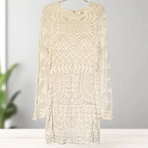 Umgee Ivory Lace Dress Sz S/M Knee Length Sheer Boho Crochet Mesh Beach Cover Up - Picture 1 of 8