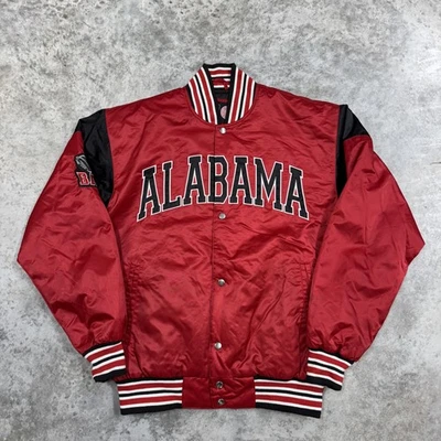 Chaqueta Alabama Crimson Tide Para Hombre Pequeña Roja Negra NCAA Fútbol Satinado Universitario Foto 1 de 4