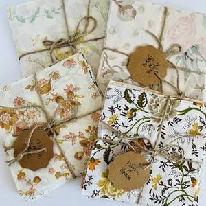 Lot of 25 Vintage 6" Cotton Polyester Squares From Vintage Sheets Brown Floral - Picture 1 of 6
