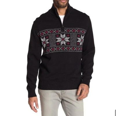 Weatherproof Vintage Cotton Long Sleeve 1/4 Zip Black Winter Sweater SZ L - Image 1 of 3