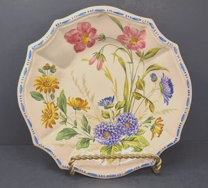 Vintage Nove Renaissance Revival Faience Floral Majolica Ceramic 9.5" Plate/Bowl - Picture 1 of 16