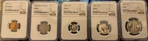 1940 Proof Set Ngc Graded: 1c PF 62RB, 5c PF65, 10c PF64, 25c PF63, 50c PF63 - Picture 1 of 2